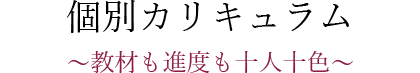 個別カリキュラム ～教材も進度も十人十色～